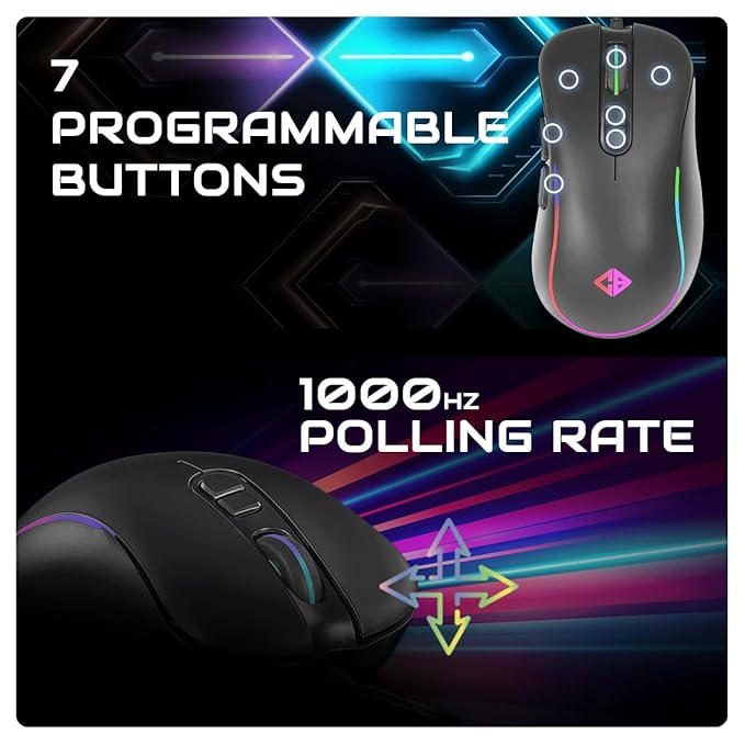 Cosmic Byte Dragon Fly RGB Gaming Keyboard and Mouse Combo,Upgraded Edition, Spectra RGB Effects, 1000Hz Gaming Mouse, 12800DPI with Dual Software Support for Keyboard and Mouse (Black) - Image 2